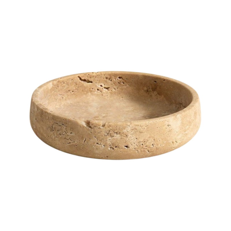 Travertine Tray Oval - 천연 트래버틴 원형 그릇 베이지색 돌