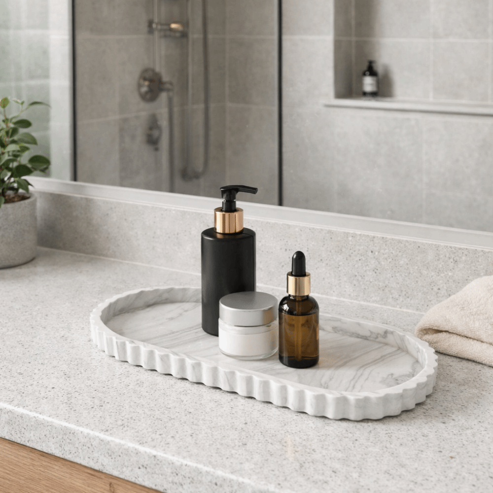 Travertine Tray Oval - 실리콘 타원형 수납 트레이 웨이브 엣지