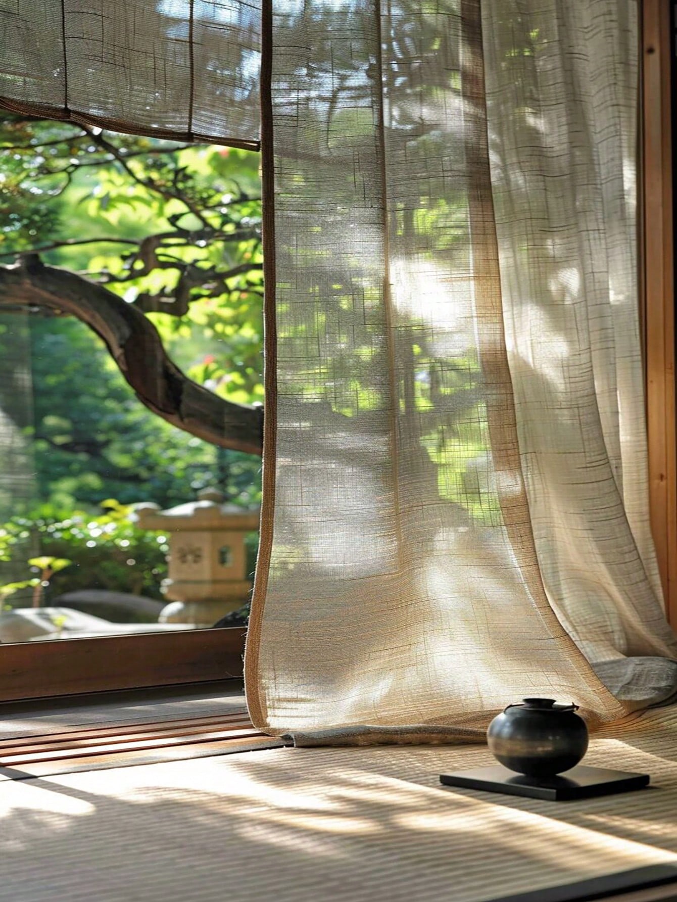 Linen Curtain Eyelet - 리넨 보일 쉬어 커튼, 원단 보일