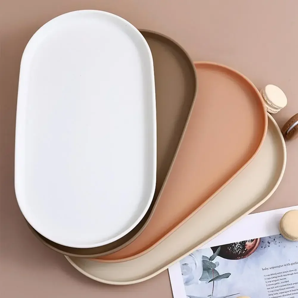 Travertine Tray Oval - 과일 접시 디저트 트레이 쌓을 수있는