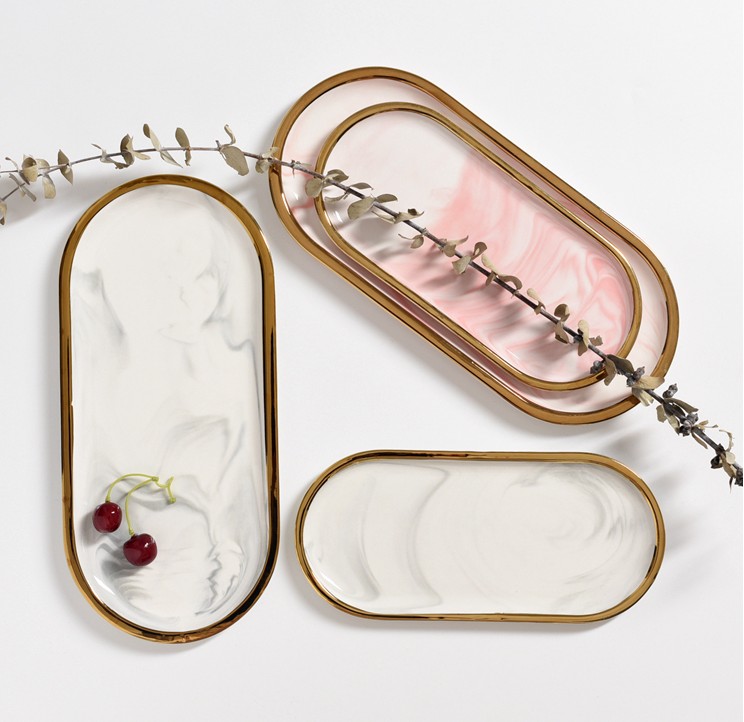 노르딕 대리석 질감 트레이 세라믹 타원형 접시 서양식  - Travertine Tray Oval 리뷰 및 가격