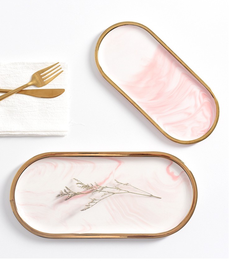 노르딕 대리석 질감 트레이 세라믹 타원형 접시 서양식  - Travertine Tray Oval 리뷰 및 가격