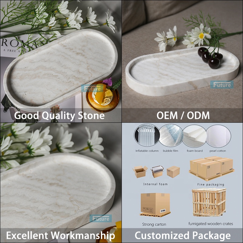 공장에서 직접 배송하는 북유럽 스타일의 흰색 천연 트라 - Travertine Tray Oval 리뷰 및 가격