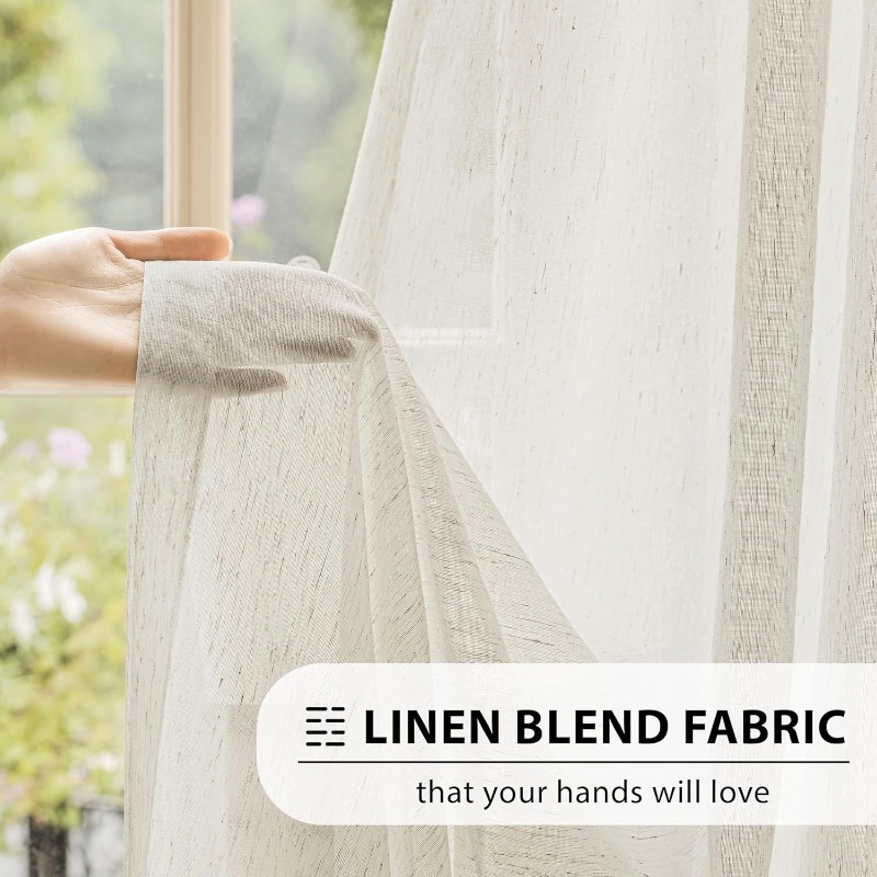 린넨 질감의 튤 S 폴드 시어 커튼, 거실, 다이닝룸, - Linen Curtain Eyelet 리뷰 및 가격