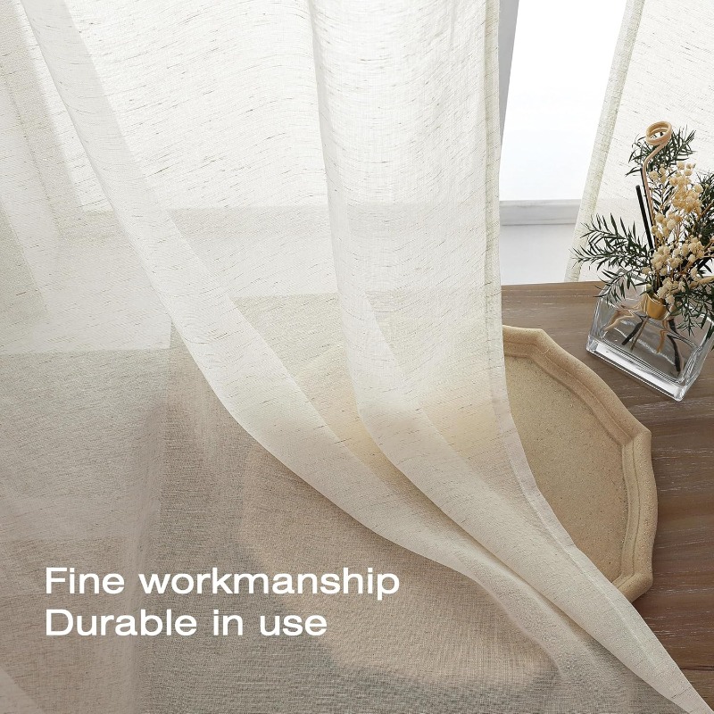 린넨 질감의 튤 S 폴드 시어 커튼, 거실, 다이닝룸, - Linen Curtain Eyelet 리뷰 및 가격