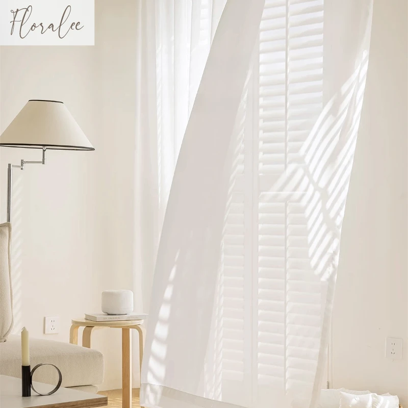 솔리드 화이트 튤 고급 원사 럭셔리 시폰 시어 커튼 ( - Linen Curtain Eyelet 리뷰 및 가격