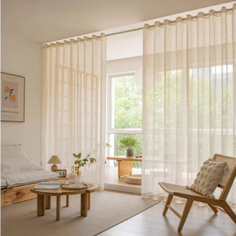 맞춤형 사이즈 화이트 튤 베이지 린넨 느낌 시어 커튼  - Linen Curtain Eyelet 리뷰 및 가격
