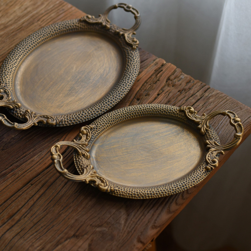 빈티지 철제 타원형 서빙 트레이, 망치질 처리된 청동  - Travertine Tray Oval 리뷰 및 가격