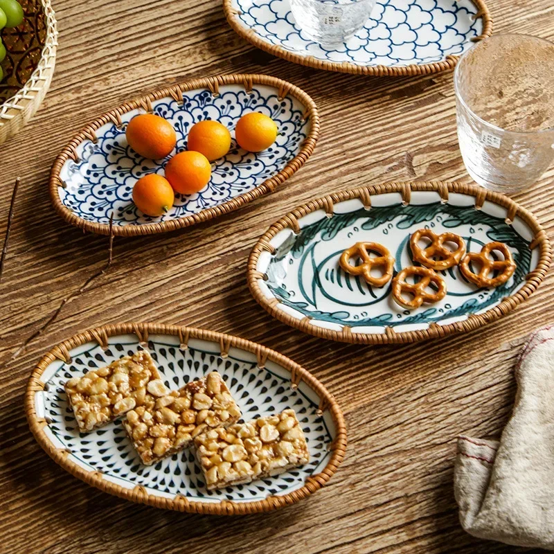 일본산 라탄 직조 세라믹 과일 트레이, 다용도 건과일  - Travertine Tray Oval 리뷰 및 가격