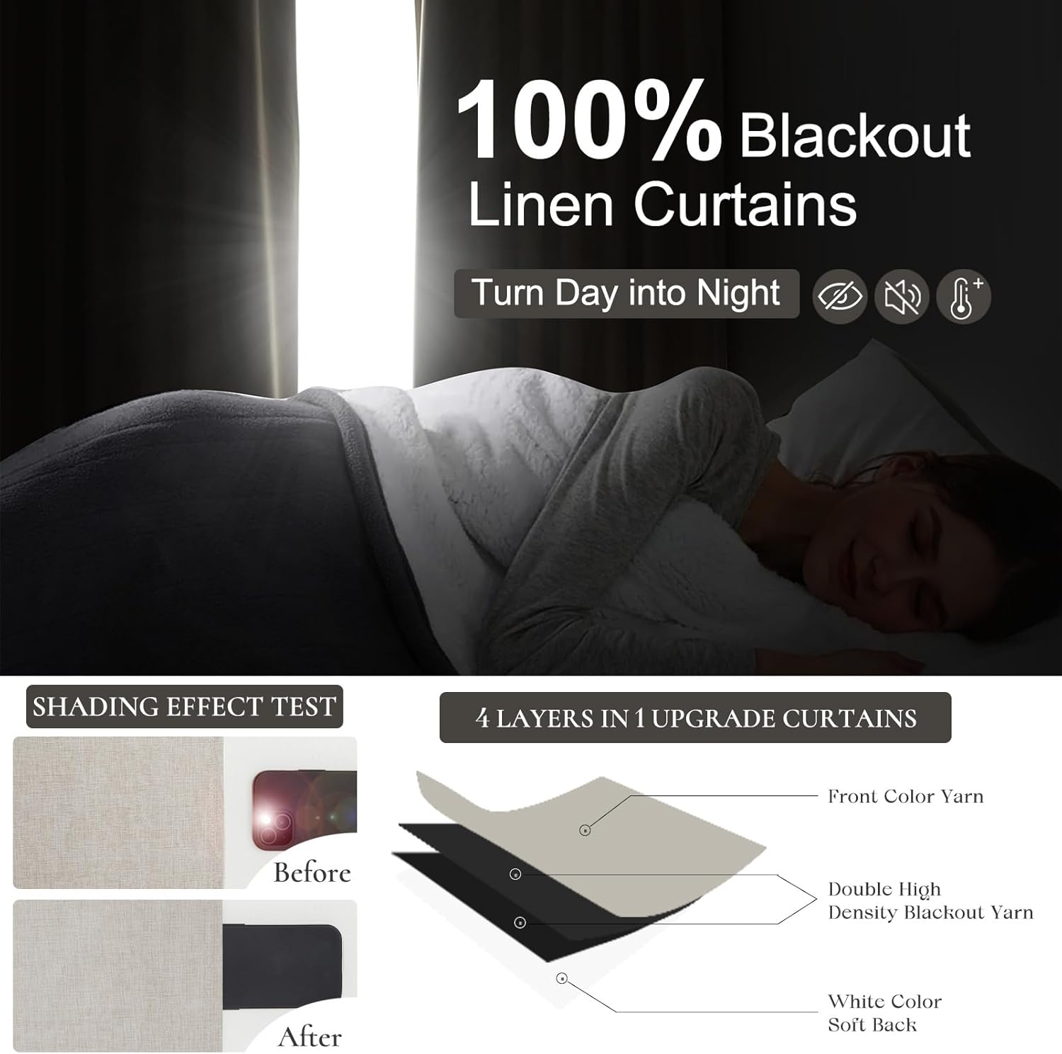 천연 린넨 암막 커튼, 단열 기능 100% 블랙아웃 린 - Linen Curtain Eyelet 리뷰 및 가격